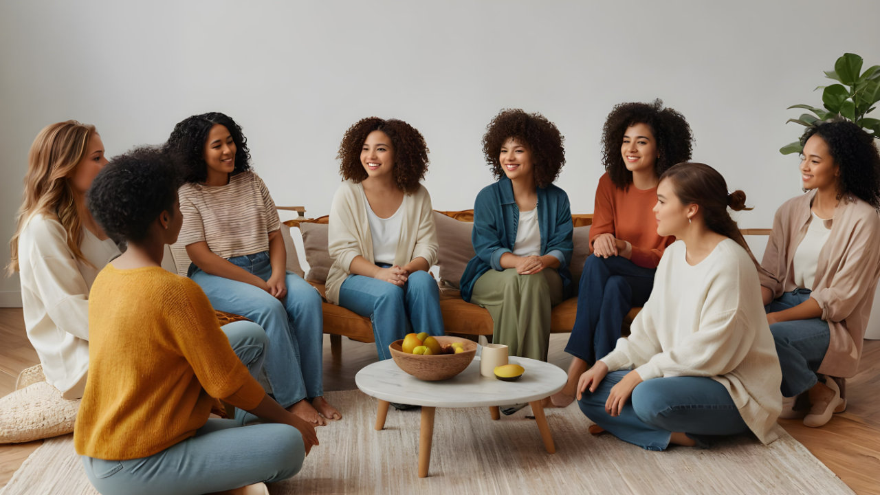 Imagen de varias mujeres reunidas.