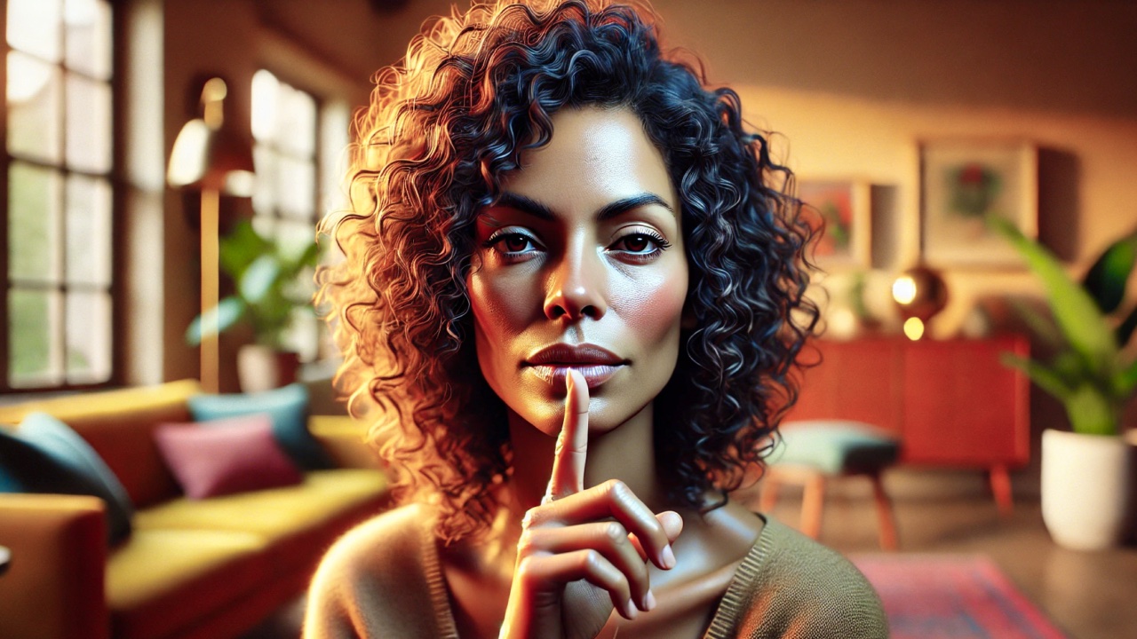 Imagen de una mujer en modo de silencio.