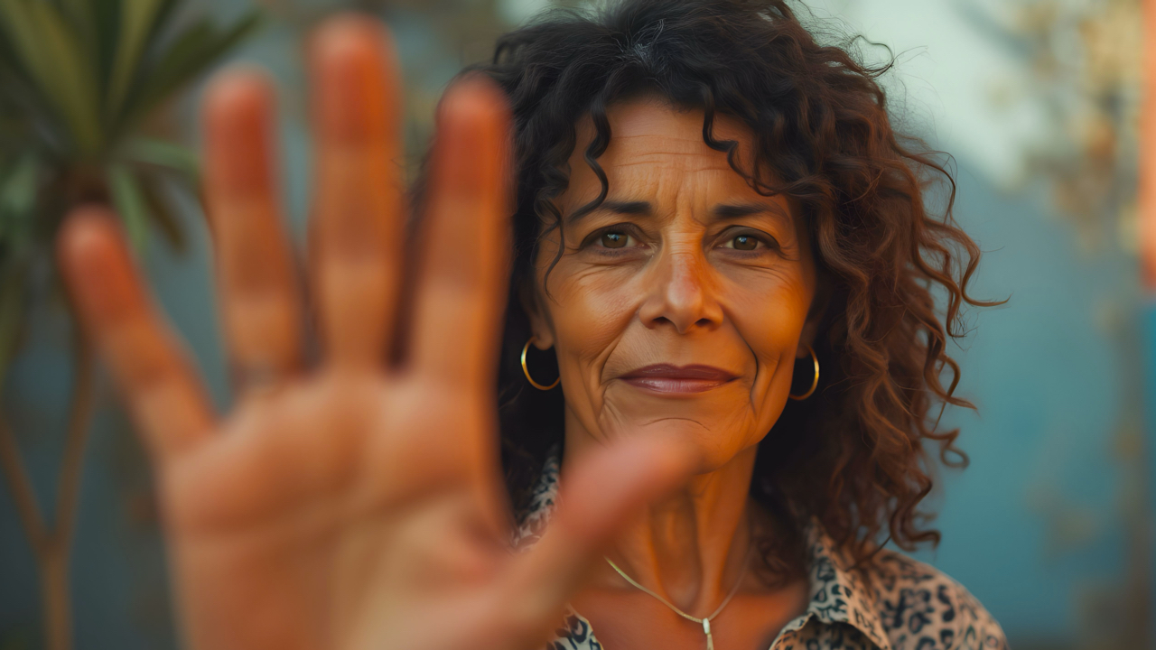 Imagen de una mujer poniéndo límites